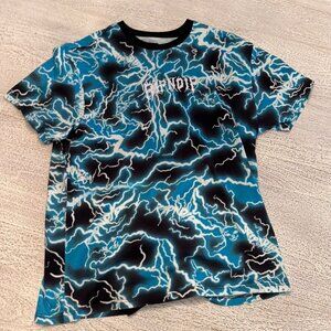 Ripndip NIKOLA shirt embroidered lightening (BLACK/BLUE)  xl